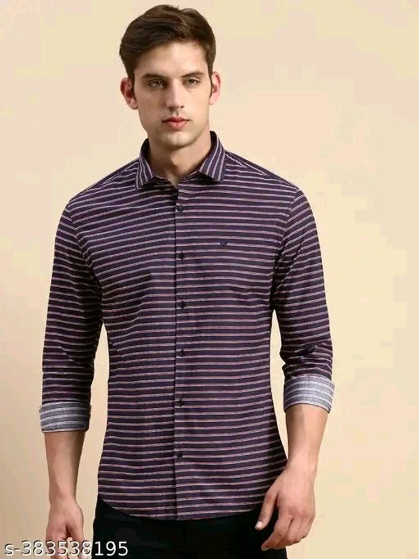 Men's Solid Regular Spread Collar Purple Shirts