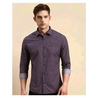Men's Solid Regular Spread Collar Purple Shirts - Purple, M