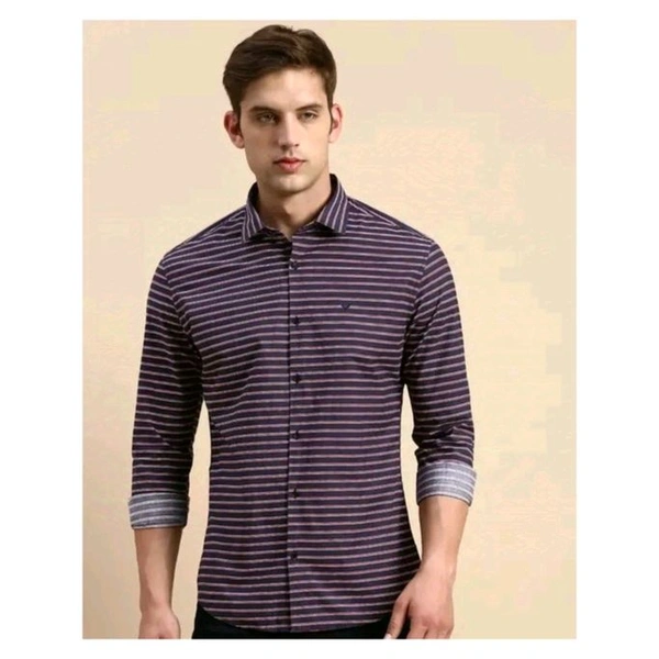 Men's Solid Regular Spread Collar Purple Shirts - Purple, M