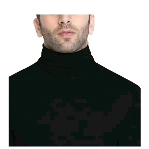 Eye Bogler High Neck Black Cotton Blend Tshirt Foe Men Ribknit - XXL, Black