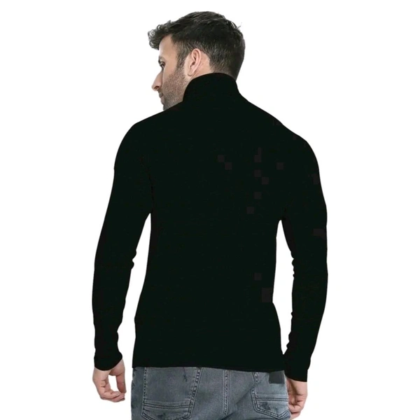 Eye Bogler High Neck Black Cotton Blend Tshirt Foe Men Ribknit - XXL, Black