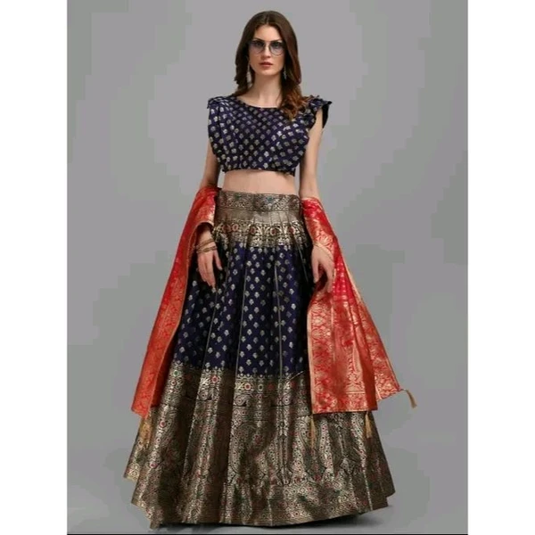 PURVAJA Women's Navy Blue Lehengas