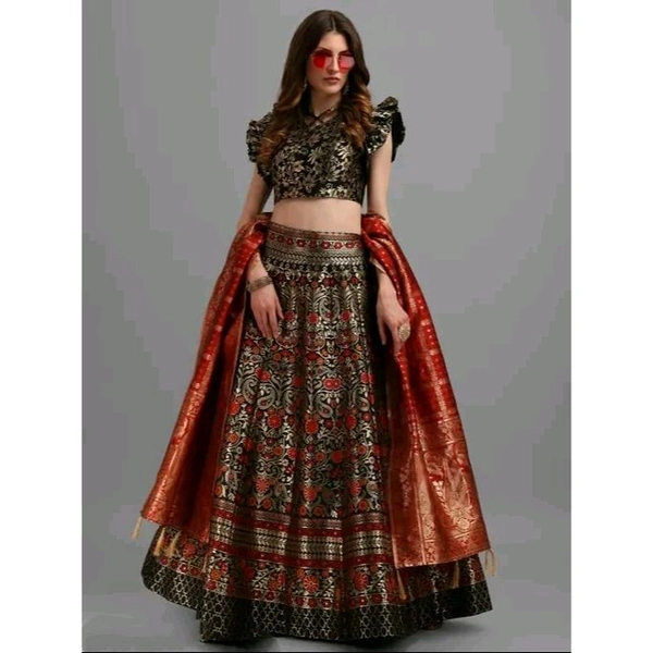 PURVAJA Women's Black Lehengas