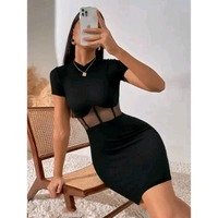 BUTBHAVANI ENTERPRISES LATEST WESTERN HALF SLEEVES BODYCON DRESS FOR WOMEN - Black, L