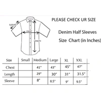 MEN DENIM CARGO HALF SLEEVES SHIRT - Aqua Blue, XL