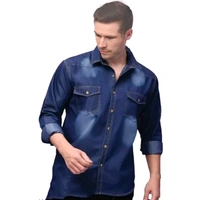denim shirt for men - 4XL, Blue