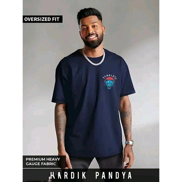 Over Size T Shirt For Men Back Print Anime - Navy Blue, XL