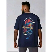 Over Size T Shirt For Men Back Print Anime - Navy Blue, 3XL