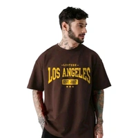 Men's Round Neck Oversized Half Sleeve Cotton Blend Loose Fit Baggy T-Shirt For Men | Plus Size Also Available - 3XL, Brown