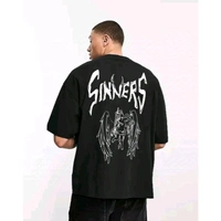 Men's Round Neck Oversized Half Sleeve Cotton Blend Loose Fit Baggy T-Shirt For Men | Plus Size Also Available - Black, XL