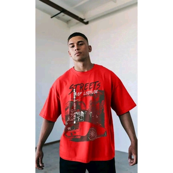 Oversized Round Neck Half Sleeve Men's T-Shirt | Plus Size Also Available - 3XL, Red