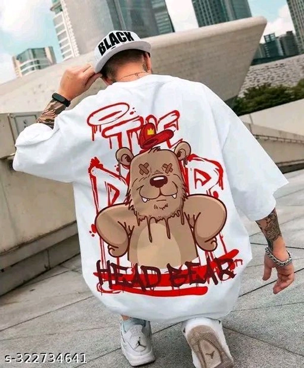 Back printed oversize Tshirt for men graphic print funky print - L, White