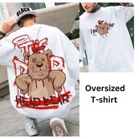Back printed oversize Tshirt for men graphic print funky print - L, White