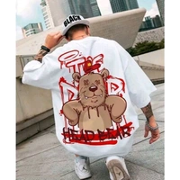 Back printed oversize Tshirt for men graphic print funky print - L, White