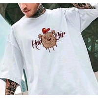 Back printed oversize Tshirt for men graphic print funky print - L, White