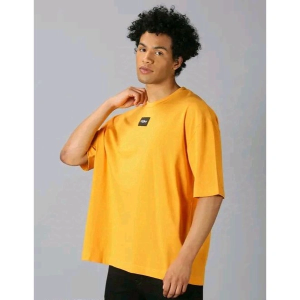 Men's Printed Round Yellow Tshirts - Yellow, M