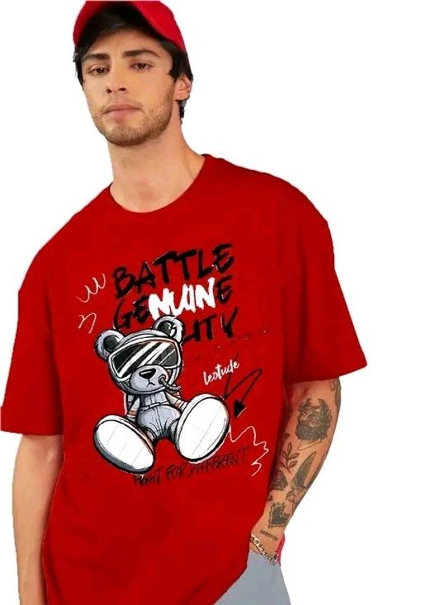 Oversized Half Sleeve Cotton-Blended Men's T-Shirt | Plus Size Also Available - 3XL, Red