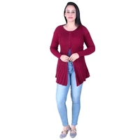 Ogarti woollen full sleeve round neck Magenta Women's  Shrug - M, Maroon