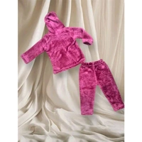 LITTLE MUFFS Baby Girl Stylish Winter Suit with Fur Cap – Cozy & Adorable Outfit - Purple, 18-24 Month