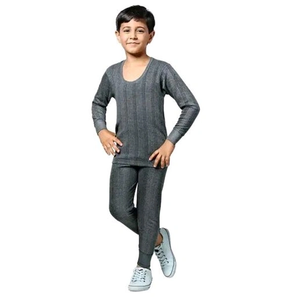 Soft Kids (Boys and Girls)Thermals Suit Set ,Stretchable, Breathable and Lightweight - Gray, 2-3 Year