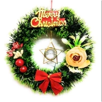 Designer Christmas Wreath / Wall Hanging / Decoration for Xmas Party / Christmas Decorations for Home/Gifts/Wreath - (Green Pine, 6Inch Diameter) - Green