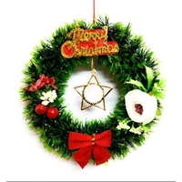 Designer Christmas Wreath / Wall Hanging / Decoration for Xmas Party / Christmas Decorations for Home/Gifts/Wreath - (Green Pine, 6Inch Diameter) - Green