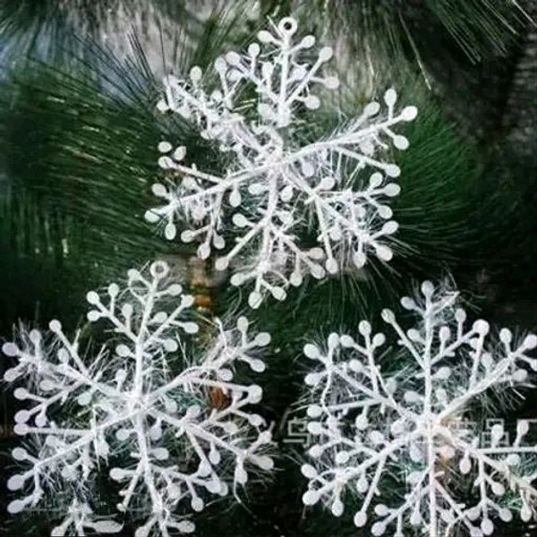 Christmas Tree Decoration Hanging Snowflakes Snow Flake Christmas Decoration for Christmas Home Pack of 6 - White