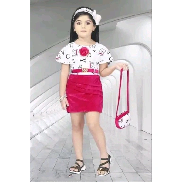 Pink Velvet Girls Cotton Blend Frocks & Dresses - Pink, 4-5 Year