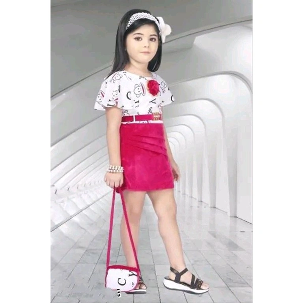 Pink Velvet Girls Cotton Blend Frocks & Dresses - Pink, 4-5 Year