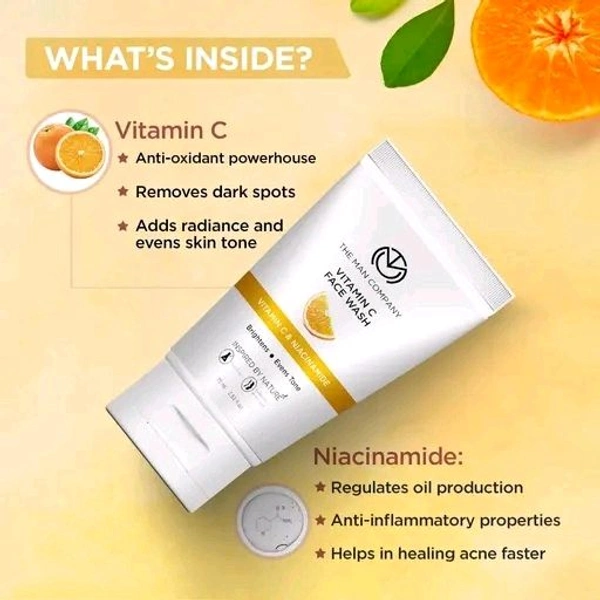 The Man Company Skin Brightening Vitamin C Face Wash - 75ml, Pack of 2 |