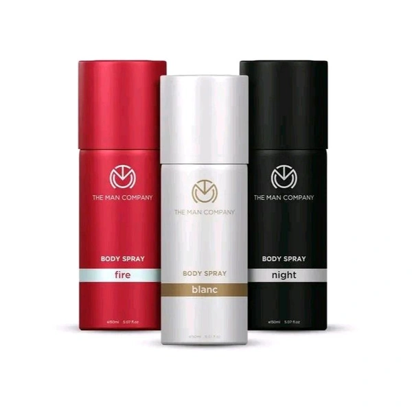 The Man Company Blanc, Fire & Night Body Spray Combo for Men - Set of 3