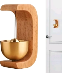 Zahab Japanese Style Musical Magnetic Wood Doorbell, Shopkeepers Bell for Door Chime Magnet for Fridge Door Small Doorbell With Brass Bell - Brown
