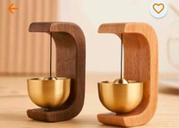 Zahab Japanese Style Musical Magnetic Wood Doorbell, Shopkeepers Bell for Door Chime Magnet for Fridge Door Small Doorbell With Brass Bell - Brown