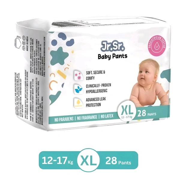 Jr.Sr. baby diaper| Extra Large | 12-17 Kg | 28 Counts | Pack of 1