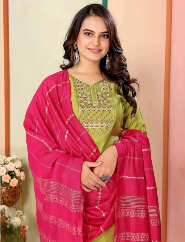 Juronix Pavitra Kurta And Pant & Dupatta Set - Turmeric, L