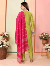 Juronix Pavitra Kurta And Pant & Dupatta Set - Turmeric, L