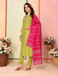 Juronix Pavitra Kurta And Pant & Dupatta Set - Turmeric, L