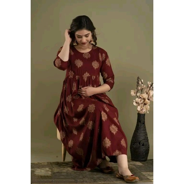 Women's stylish maternity kurti - Maroon, L