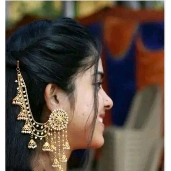 Latest New Allure Gold Plated Bahubali Long Chain Jhumka Earrings for Women