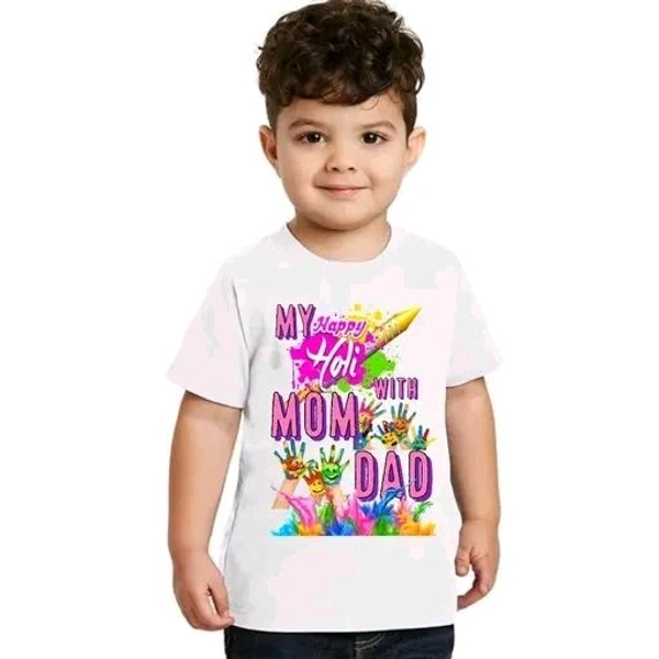 Holi Tshirts for kids - White, 7-8 Year