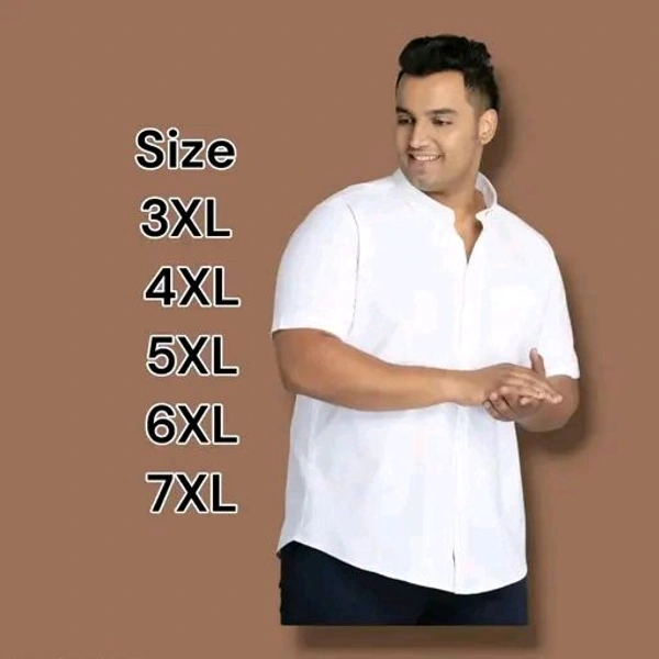 KUMAR ADAMAS PURE COTTON PLAIN CASUAL MENS SHIRT SIZE 3XL 4XL 5XL 6XL 7XL HALF SLEEVES SHIRT  - White, 3XL