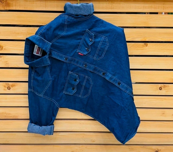 Premium Denim Shirt for Men - Full Sleeves, Awesome Quality - Dark Blue, L