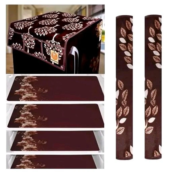 Ravishing new designer fridge cover with 2 handle covers & 4 mats - Purple