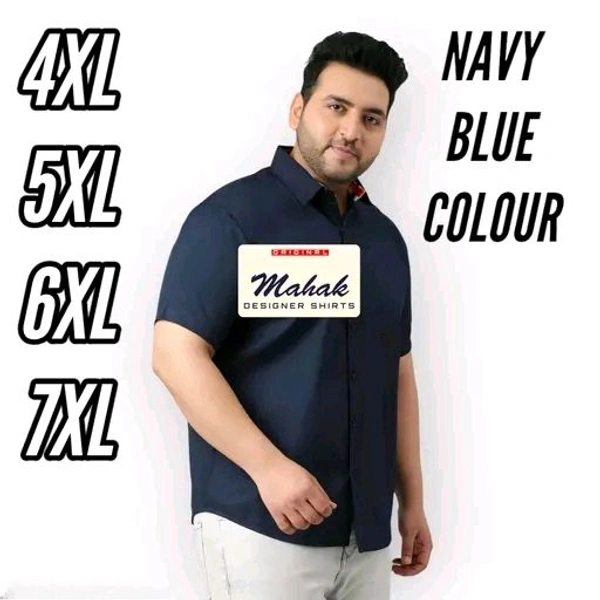 Mahak MenS Shirt Jumbo SIZE XXXL 3XL 4XL 5XL 6XL 7XL HALF SLEEVES FORMAL denim premium PARTYWEAR COTTON Shirt PLAIN PRINTED PREMIUIM SQUARE CHECKS - Blue, 5XL