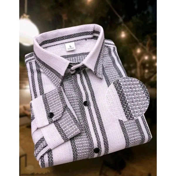 Natural Jute Cotton Shirt for Men – White - White, XXL