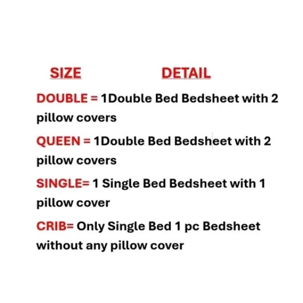 Dev Impex 144 TC 3D Printed Polycotton Double Bedsheet with 2 Matching Pillow Covers (Multicolour, 90 inches X 90 Inches) - Free Size