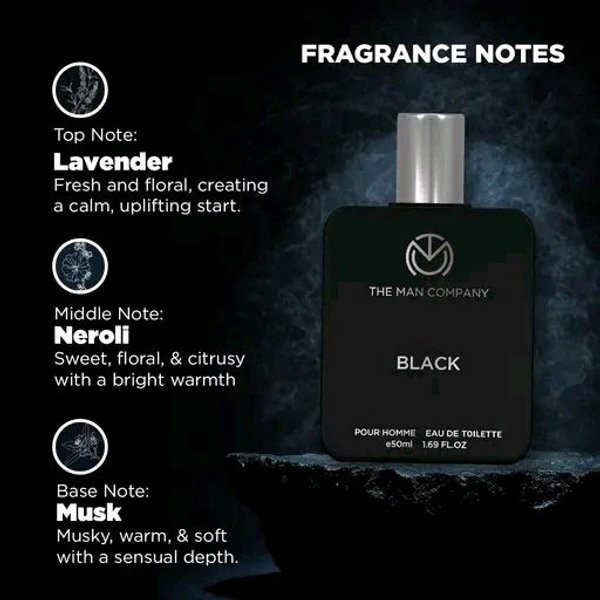 The Man Company Black EDT Perfume For Men - 50ml | Premium Long Lasting Fragrance Spray | Perfume For Men