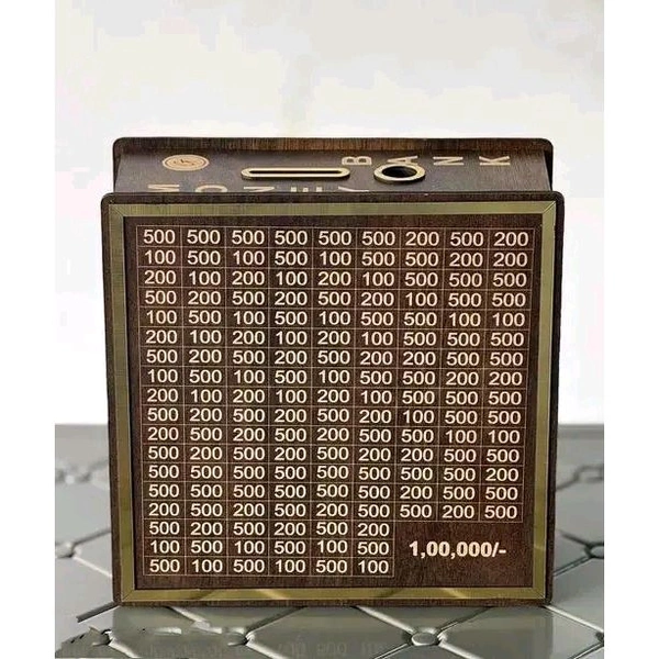 Wooden Money Saving Box | Cash Saver Money Box with Counting Target | ₹1,00,000 Savings Challenge Piggy Bank | Coin & Cash Bank for Boys, Girls and Adult | Durable & Eco-Friendly