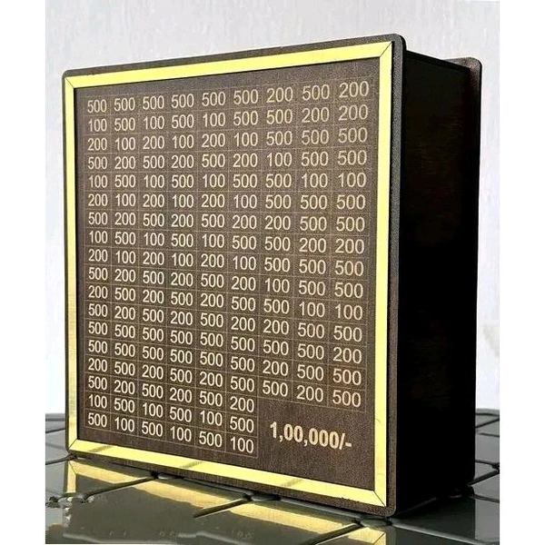Wooden Money Saving Box | Cash Saver Money Box with Counting Target | ₹1,00,000 Savings Challenge Piggy Bank | Coin & Cash Bank for Boys, Girls and Adult | Durable & Eco-Friendly