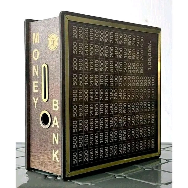 Wooden Money Saving Box | Cash Saver Money Box with Counting Target | ₹1,00,000 Savings Challenge Piggy Bank | Coin & Cash Bank for Boys, Girls and Adult | Durable & Eco-Friendly